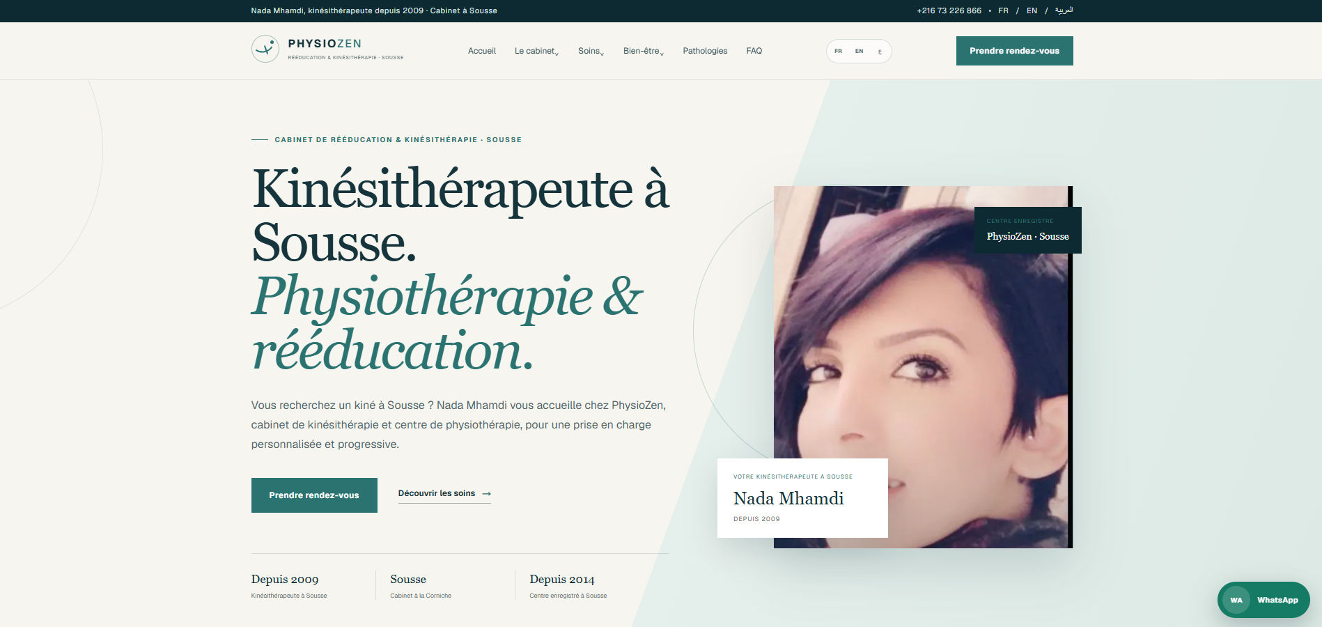 Création d'un site web professionnel pour une kiné à Sousse