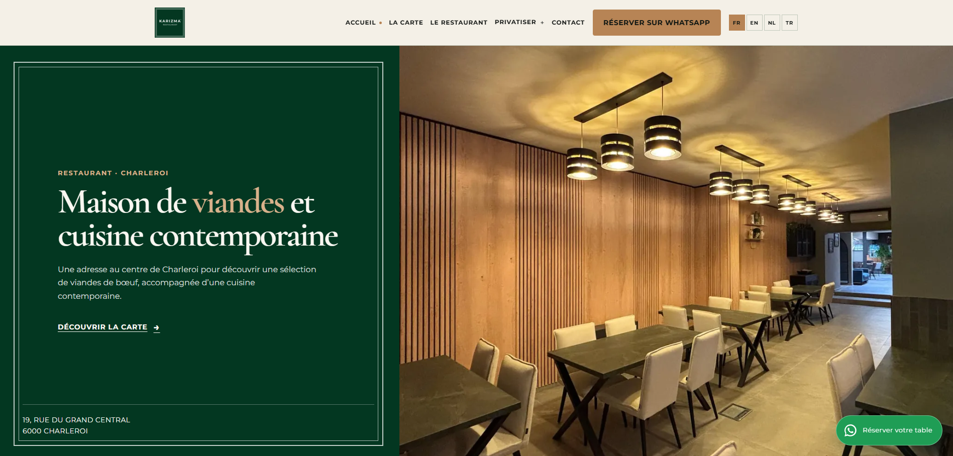 Site web restaurant de viande Karizma